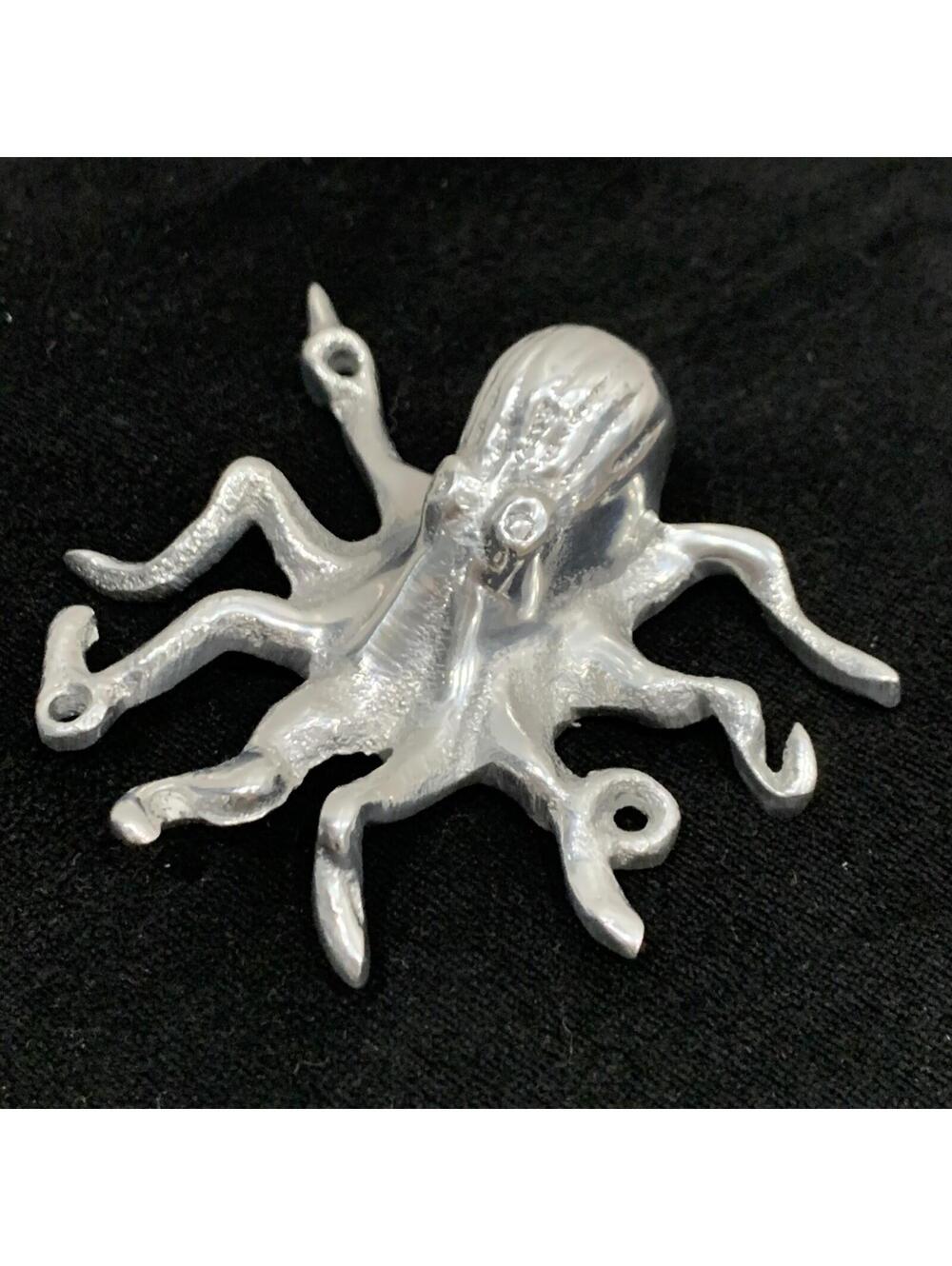 Octopus Aluminum Wall Hook Nautical Decor Silver Paperweight Wallhanger